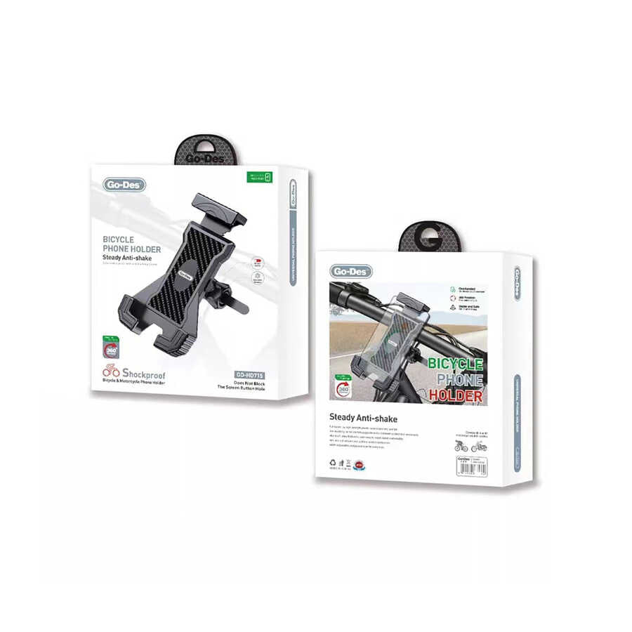 Go-Des GD-HD715 Sarsıntı Önleyici 360 Derece Ayarlanabilir Bisiklet ve Motosiklet Telefon Tutucu - 2 Go-Des GD-HD715 Sarsıntı Önleyici 360 Derece Ayarlanabilir Bisiklet ve Motosiklet Telefon Tutucu - 2